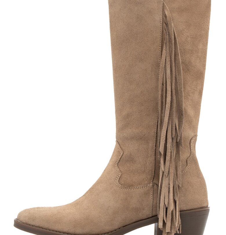 Велурени ботуши Leyla с ресни - Сиво-кафяв RYLKO