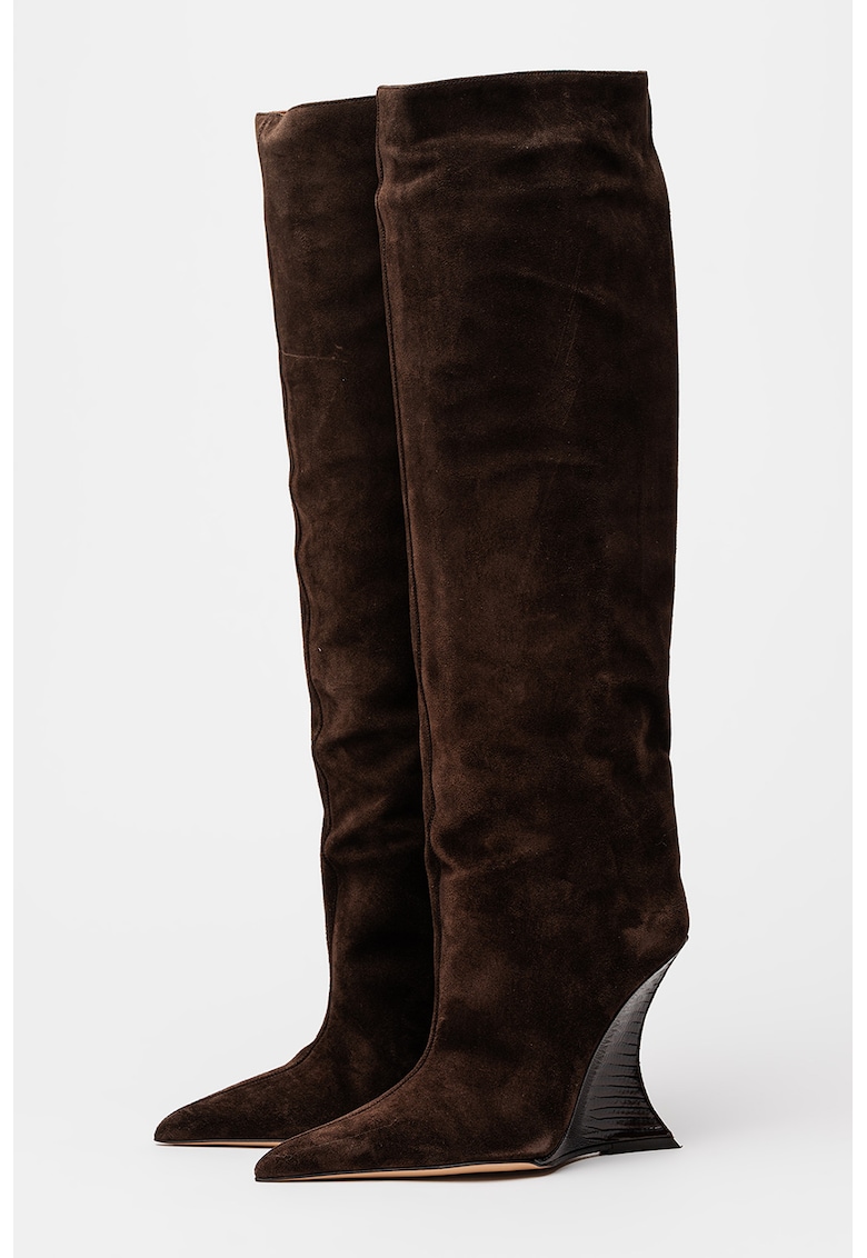 Велурени ботуши до коляното Nina - Тъмнокафяв PARIS TEXAS