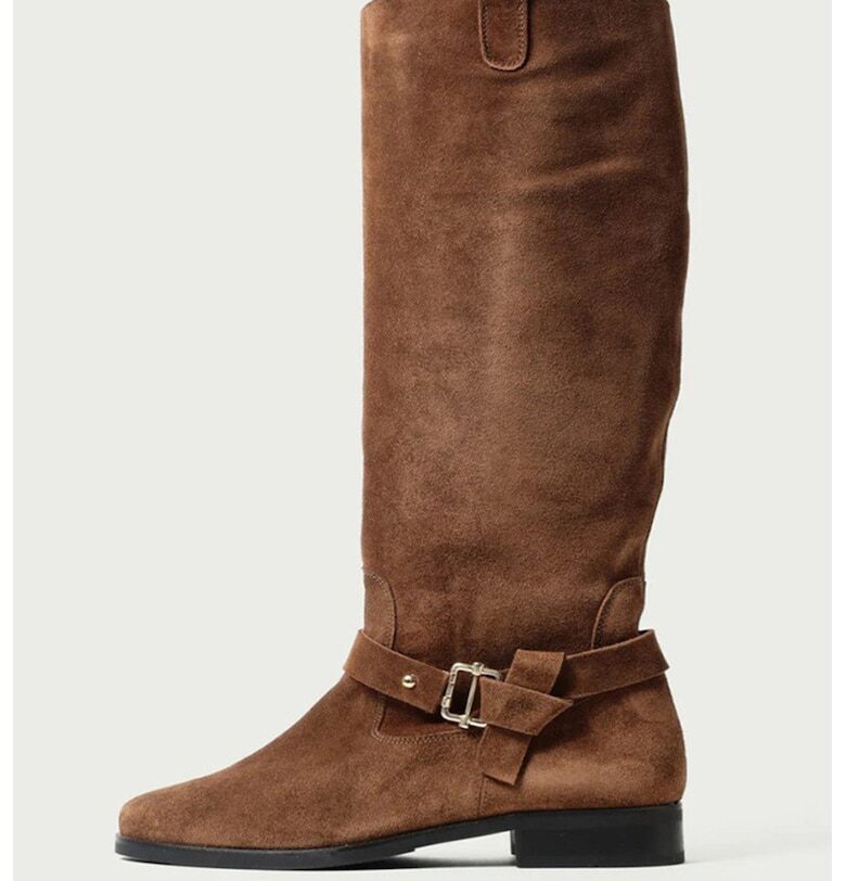 Велурени ботуши до коляното Sandy - Тъмнокафяв ALURA