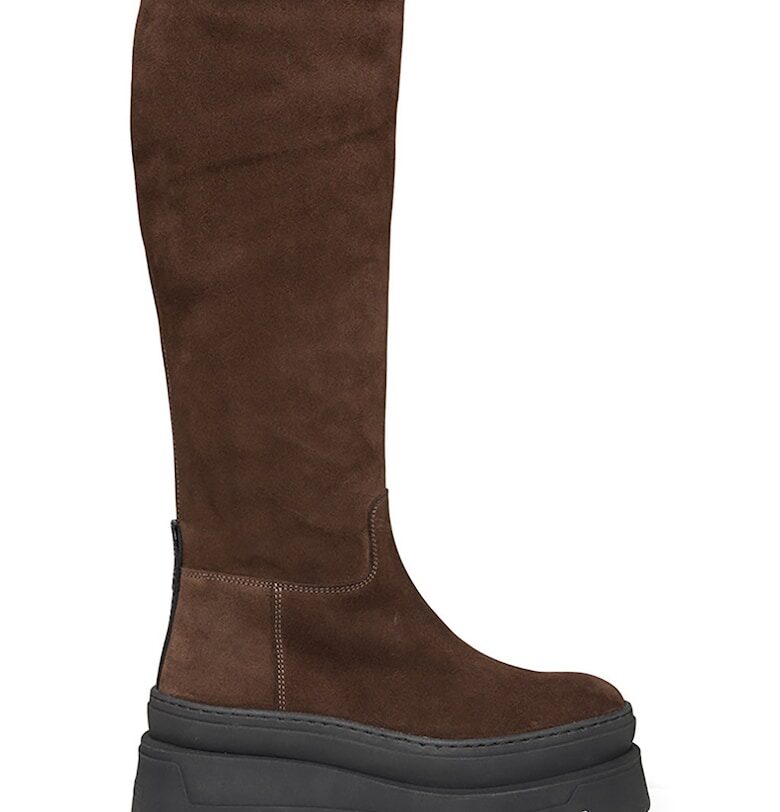 Велурени ботуши до коляното - Тъмнокафяв Steve Madden