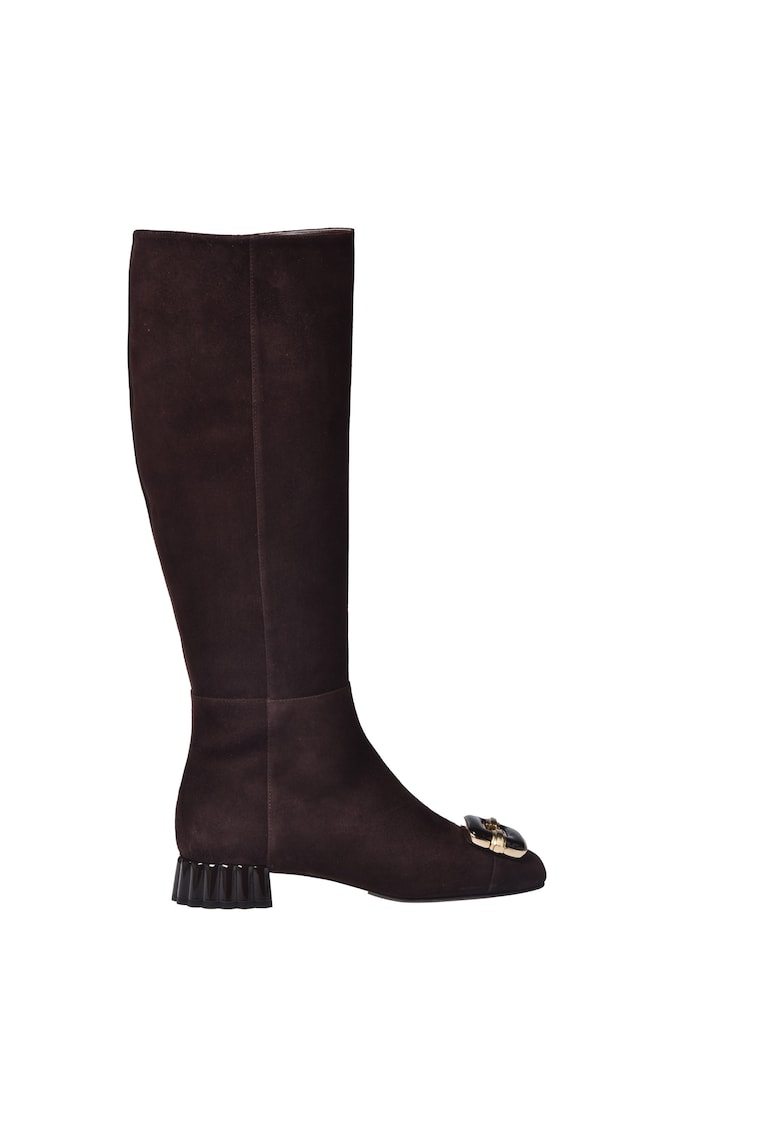 Велурени ботуши до коляното с квадратен връх - Тъмнокафяв Baldinini