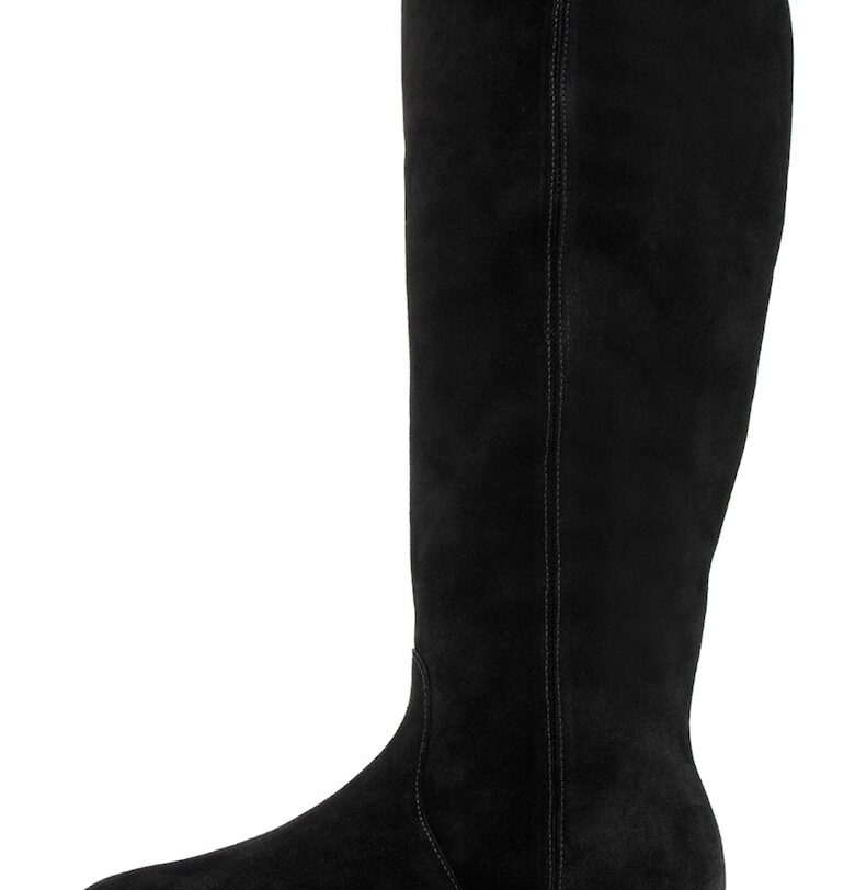 Велурени ботуши до коляното с масивен ток - Черен RYLKO