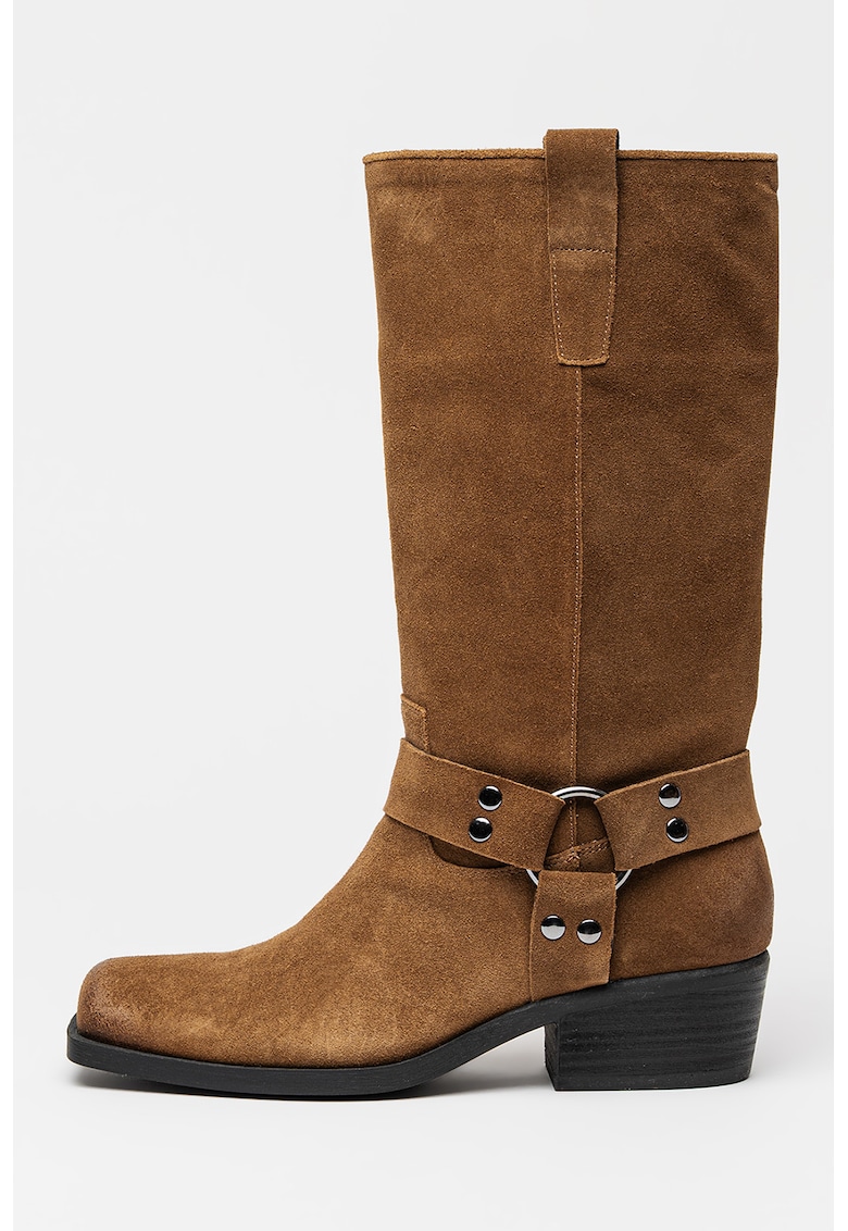 Велурени ботуши до прасеца Ruskin - Светлокафяв Steve Madden