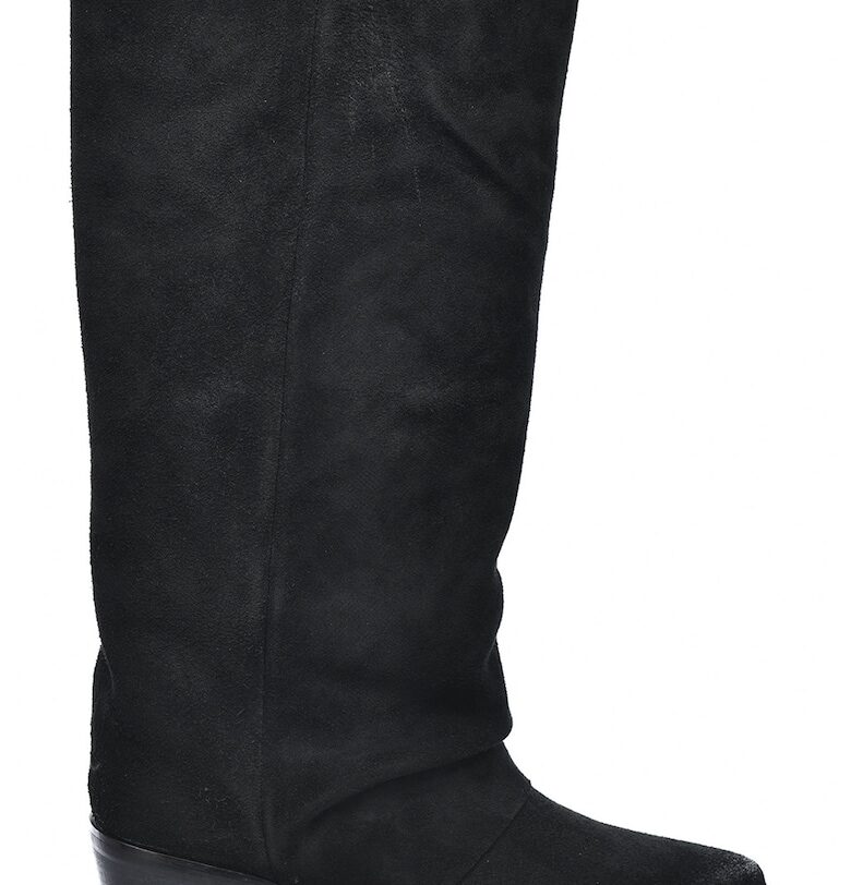 Велурени ботуши с кубински ток - Черен Big Star