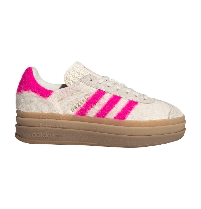 Велурени маратонки Gazelle Bold с мъхести детайли - Фуксия/Крем adidas Originals