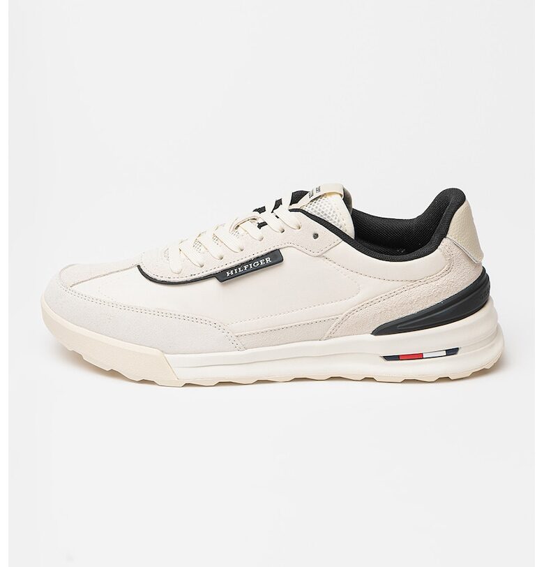 Велурени маратонки Retro с текстил - Слонова кост/Избеляло черно Tommy Hilfiger