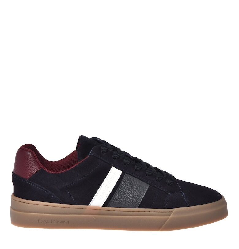 Велурени маратонки с кожа - Син Baldinini