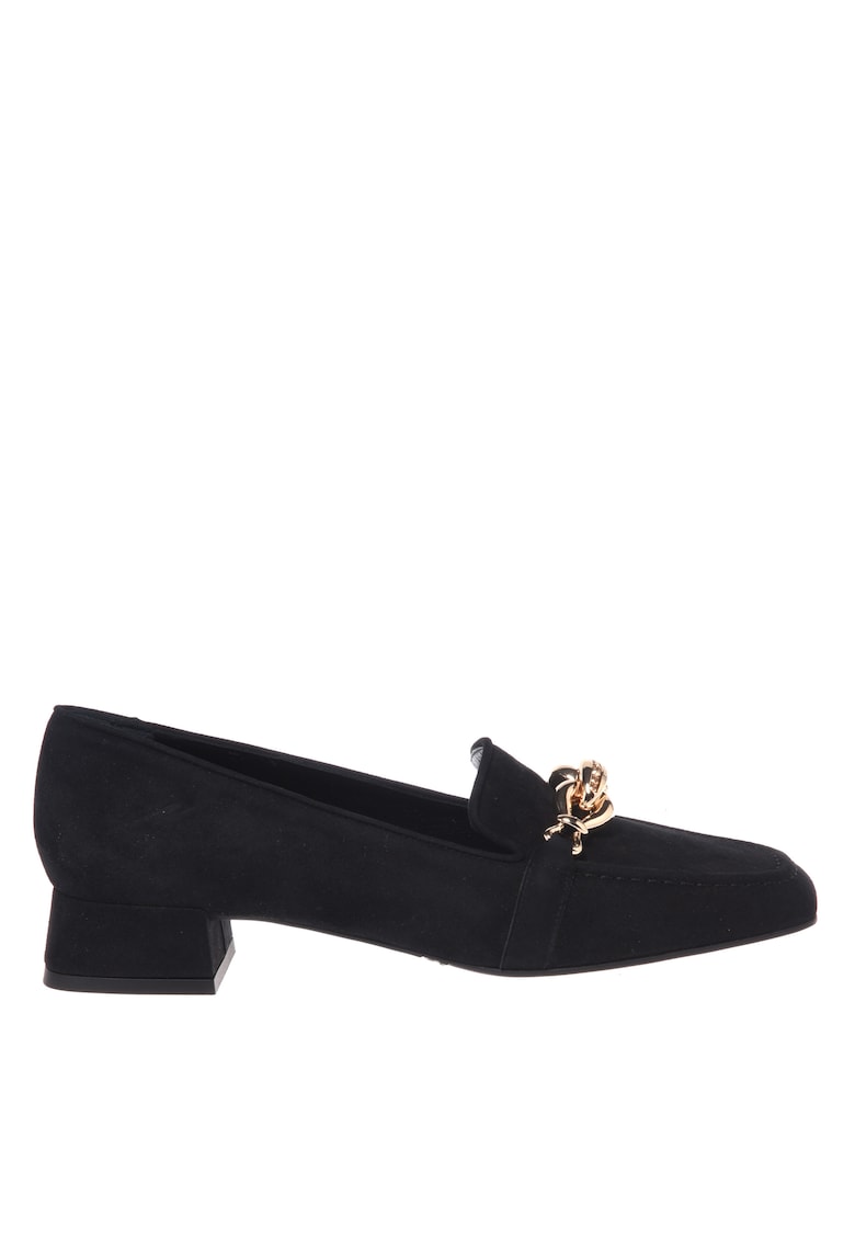 Велурени мокасини с квадратен връх - Черен Baldinini