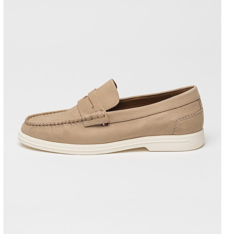 Велурени мокасини с овален връх - Бежов Tommy Hilfiger