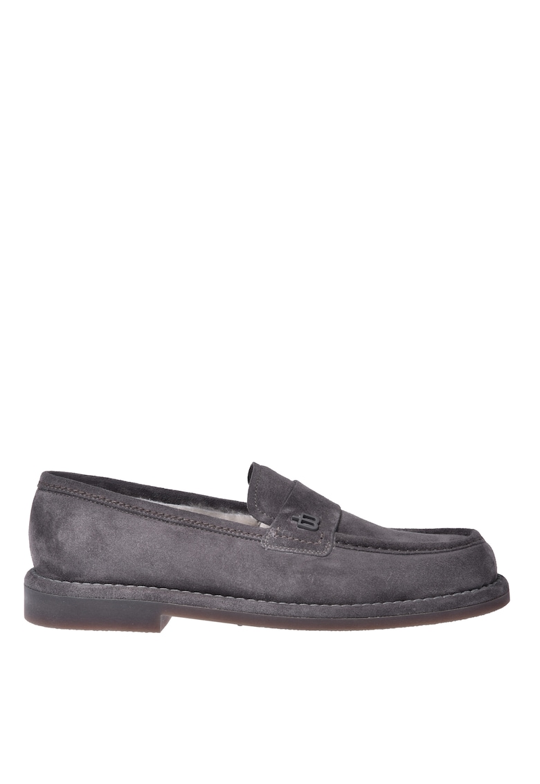 Велурени мокасини с подплата от агнешка вълна - Сив Baldinini
