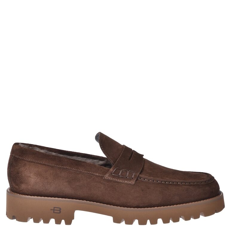 Велурени мокасини с подплата от агнешки пух - Тъмнокафяв Baldinini