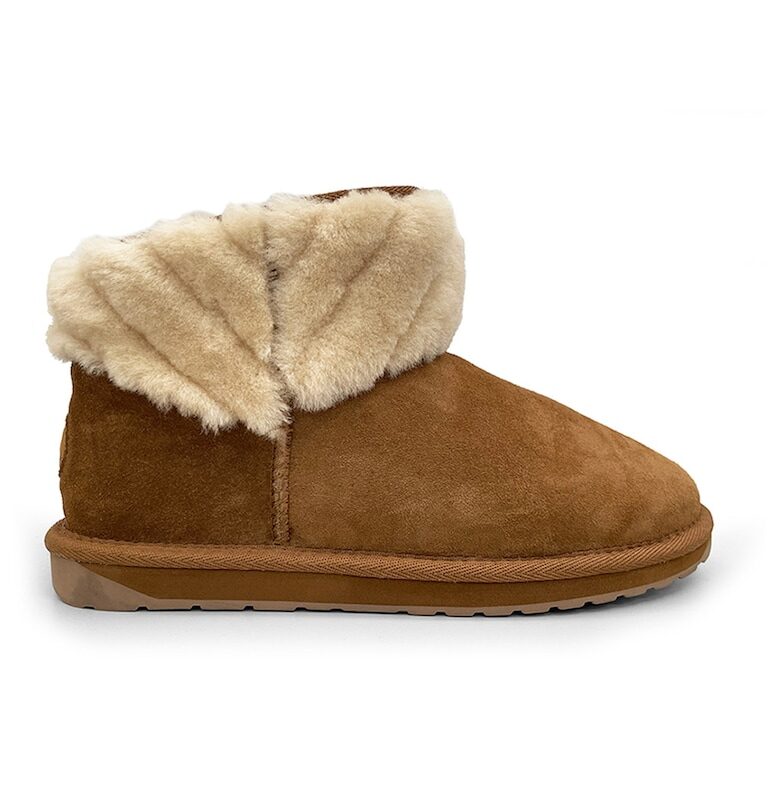 Велурени непромокаеми боти - Карамел/Мръснобял Emu