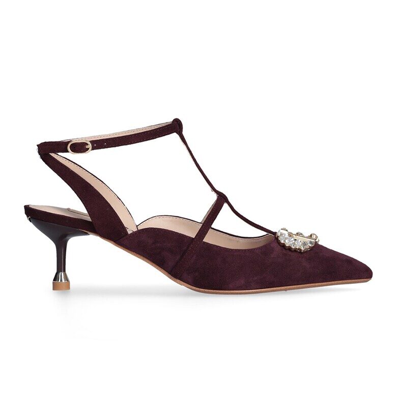 Велурени обувки D’Orsay с декоративни камъни - Златист/Тъмновиолетов Liu Jo