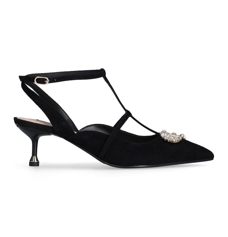 Велурени обувки D’Orsay с декоративни камъни - Златист/Черен Liu Jo