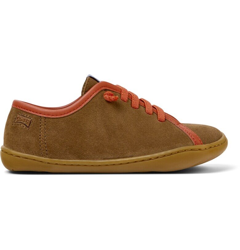 Велурени обувки Peu Cami Twins с контрастни връзки - Кафяв Camper