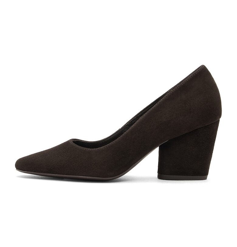 Велурени обувки с масивен ток - Тъмнокафяв RYLKO