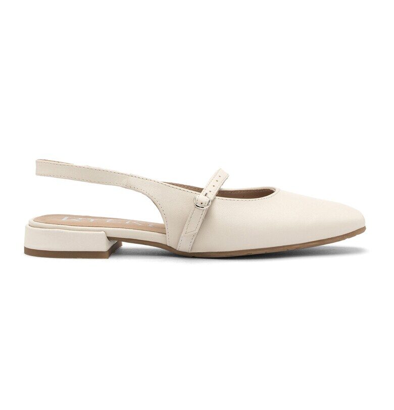 Велурени обувки с отворена пета - Крем RYLKO