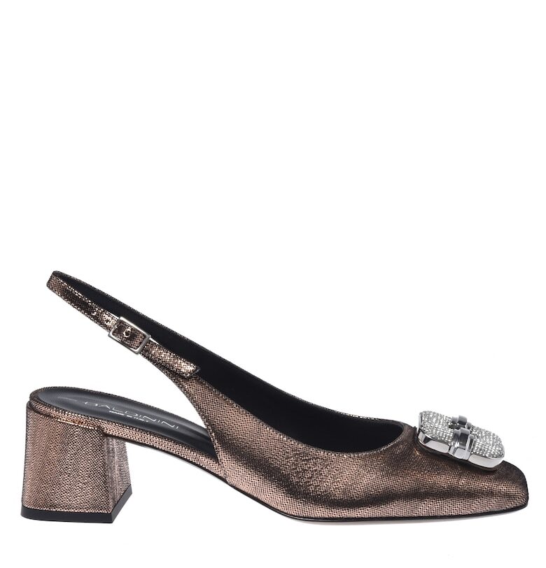 Велурени обукви с гола пета и масивен ток - Бронз Baldinini