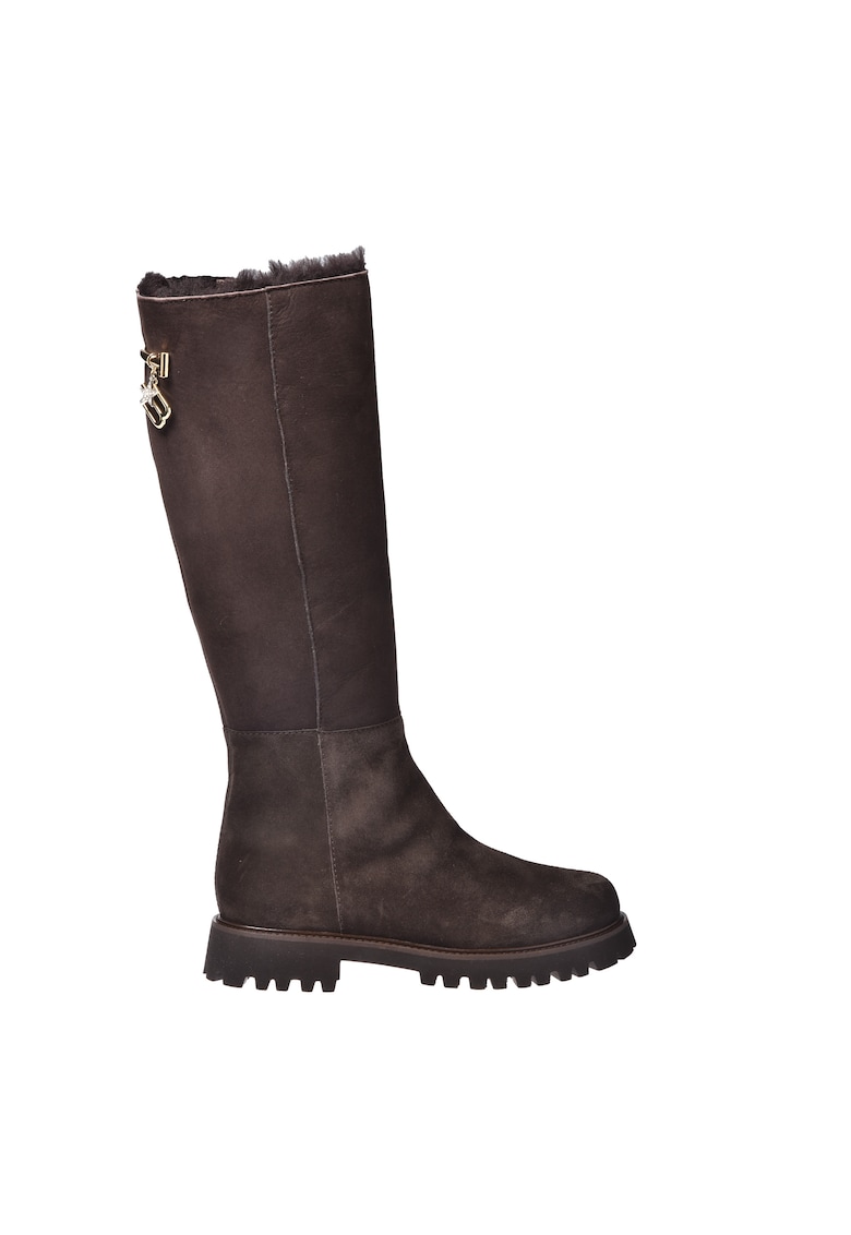 Велурени равни ботуши до коляното - Тъмнокафяв Baldinini