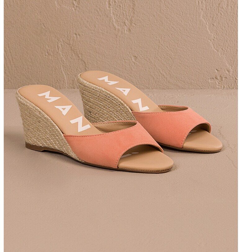 Велурени скосени чехли - Светло оранжево Manebi