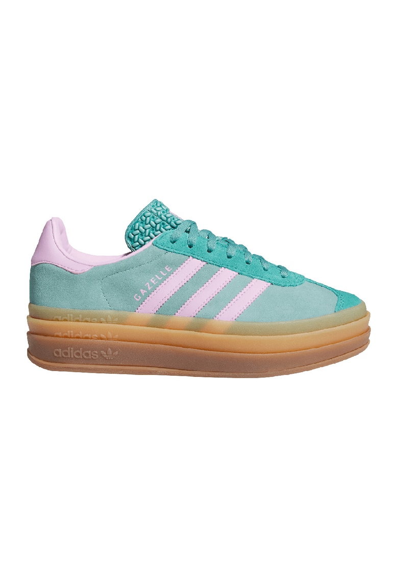 Велурени спортни обувки Gazelle Bold с равна платформа - Светлозелен/Розово adidas Originals