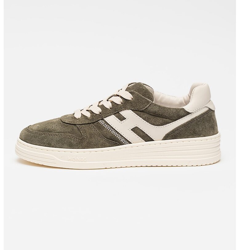 Велурени спортни обувки H630 с кожа - Сив/Мръснобял Hogan