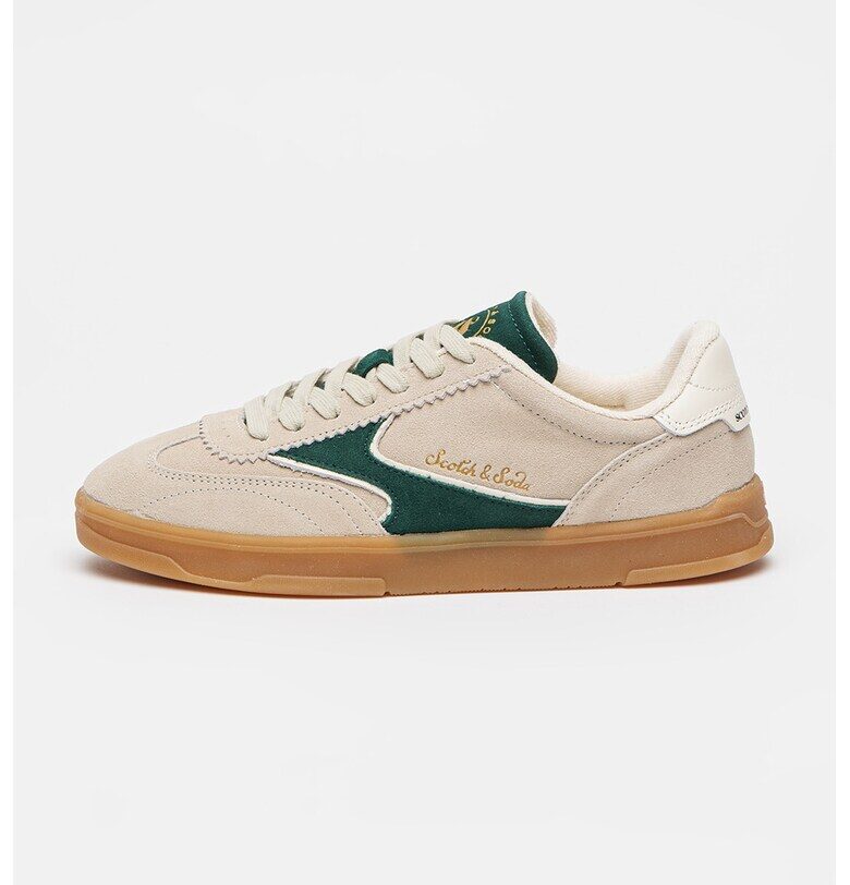 Велурени спортни обувки Heren с лого - Тъмнозелен/Светло бежово Scotch  Soda