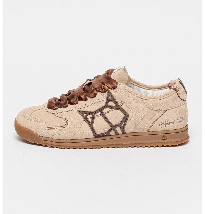 Велурени спортни обувки с лого - Светло кафяво NAKED WOLFE