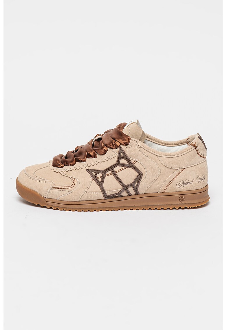 Велурени спортни обувки с лого - Светло кафяво NAKED WOLFE