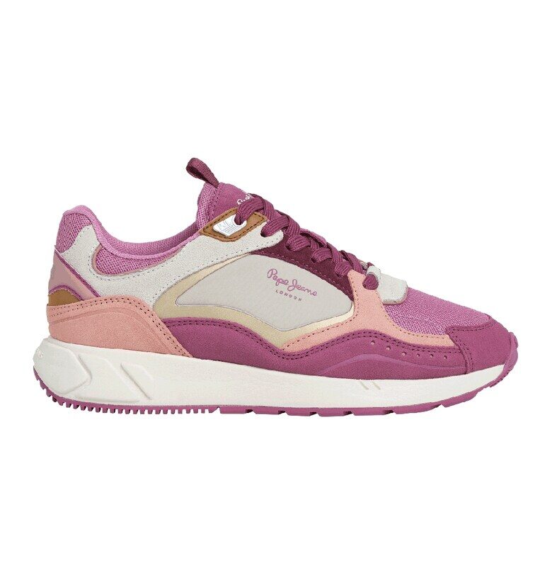 Велурени спортни обувки с мрежести зони - Златист/Фанданго розово/Мръснобял Pepe Jeans London