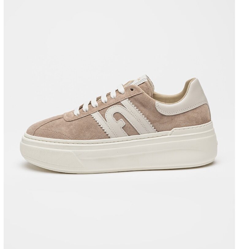 Велурени спортни обувки с равна платформа - Прашно розово Furla