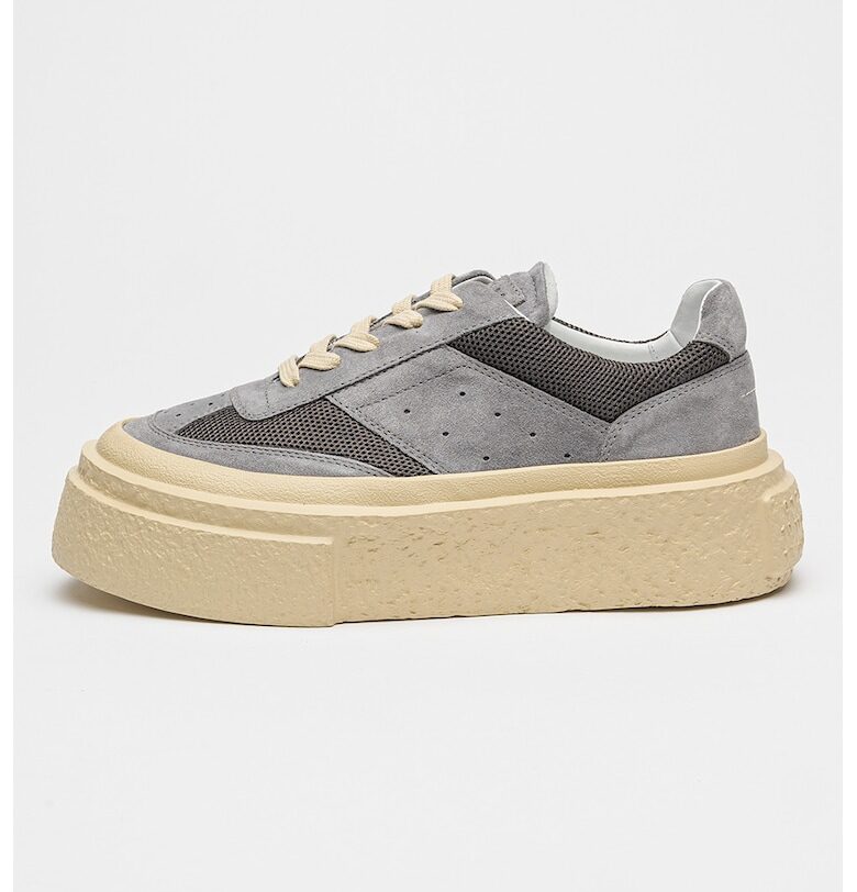 Велурени спортни обувки с равна платформа - Светло сив/Тъмно лилаво MM6 MAISON MARGIELA