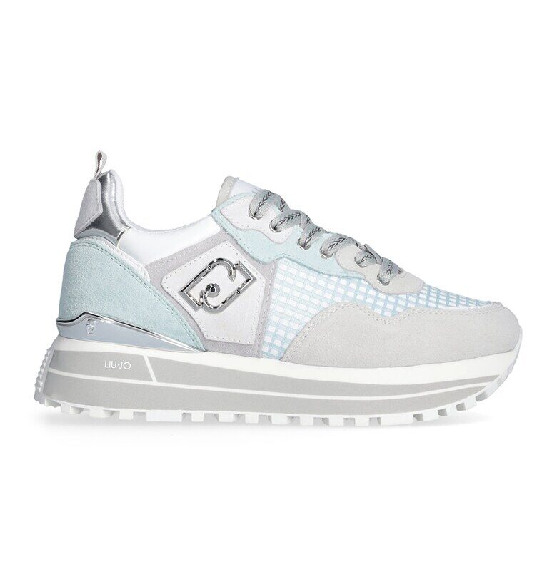 Велурени спортни обувки с текстил - Светло сив/Светлосин Liu Jo