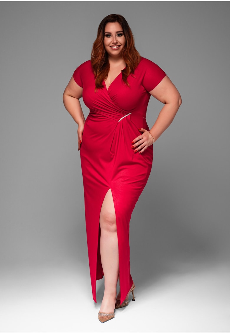 Вечерна рокля Maxi Plus size LACRICA LA-OM-DLR013 - Червен Larica