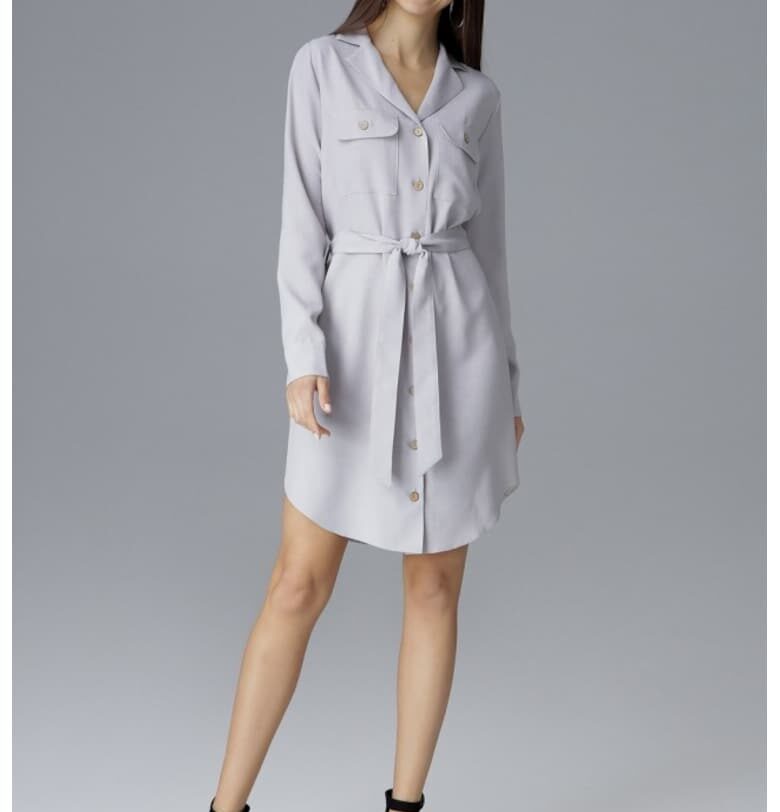 Вечерна рокля модел 126027 Фиг - Сив Figl