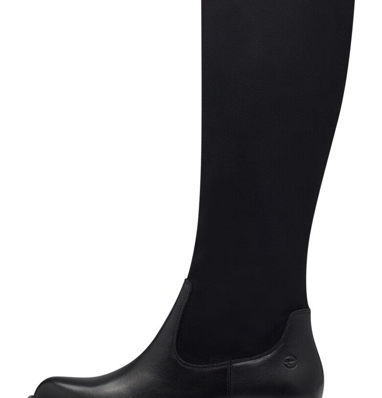 Високи ботуши от кожа и еко кожа - Черен Tamaris Comfort