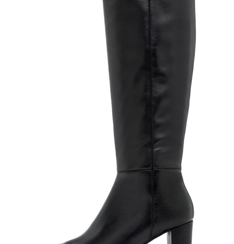 Високи ботуши от кожа с остър връх - Черен RYLKO