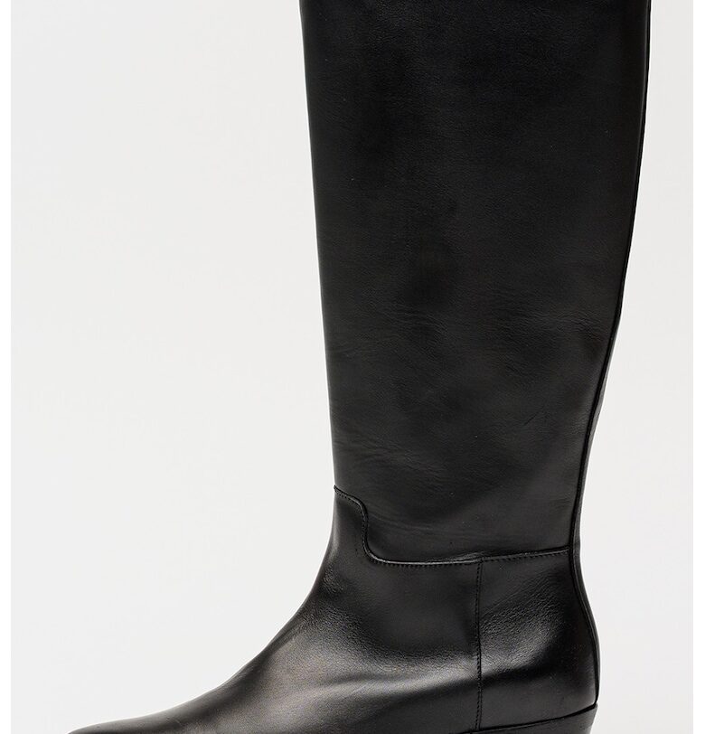 Високи кожени ботуши - Черен Tommy Hilfiger