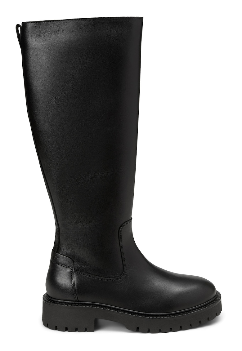 Високи кожени ботуши с цип - Черен Marc OPolo