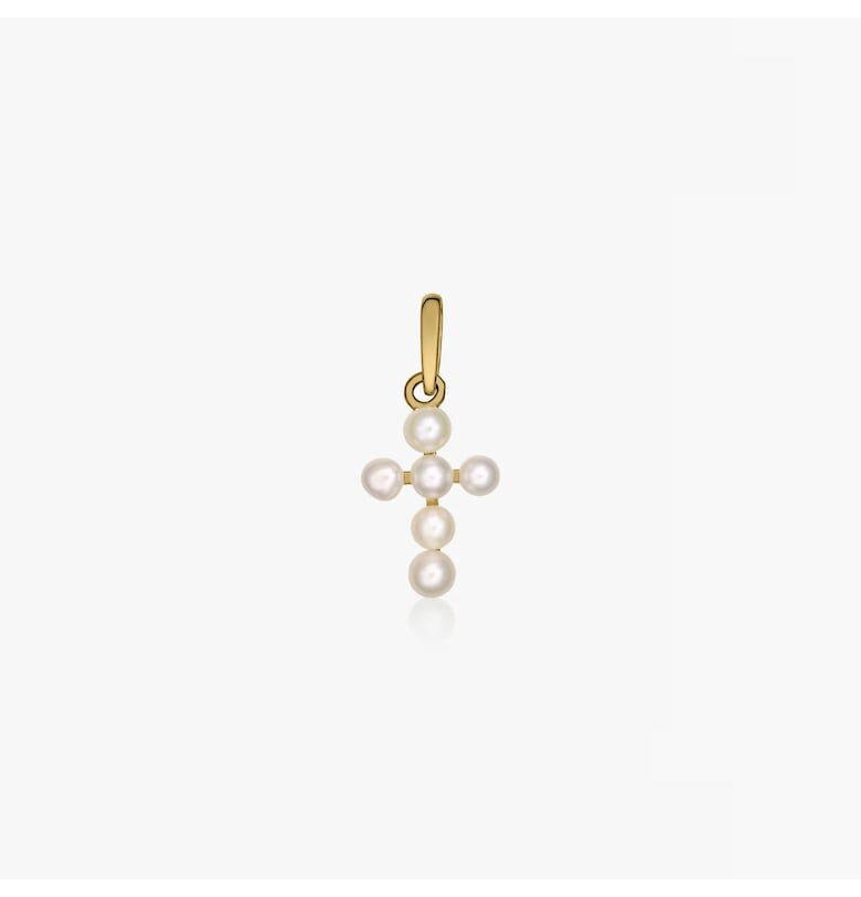 Висулка от злато Pearl Cross - Естествени перли INDIRA