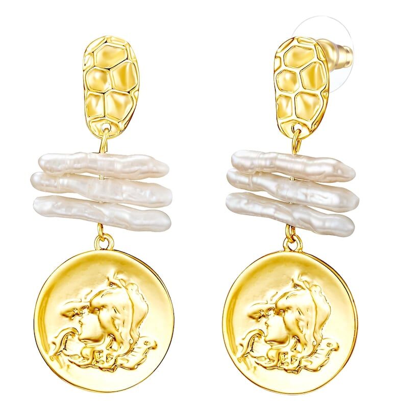 Висящи обеци с покритие от 14K злато - Златист Lulu  Jane