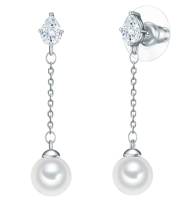 Висящи обеци с циркони и перли Lulu  Jane