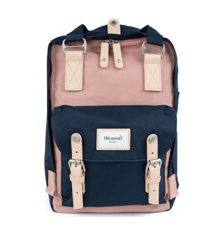 Водоустойчива раница с външен джоб № 13 Double Autumn S - тъмносиня - розова Himawari