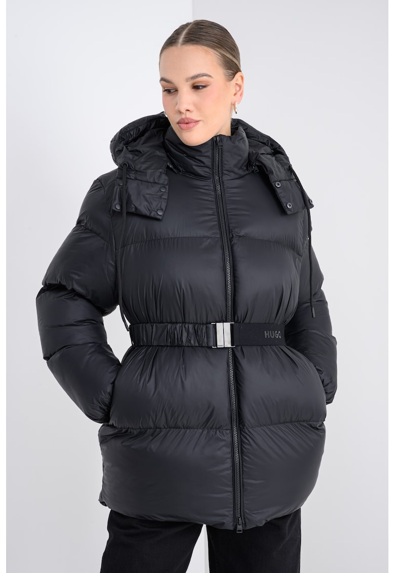 Водоустойчиво яке с отделяща се качулка - Черен HUGO