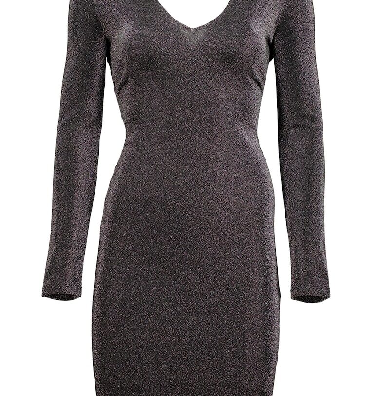 Вталена бляскава рокля - Черен/Сребрист ARMANI EXCHANGE