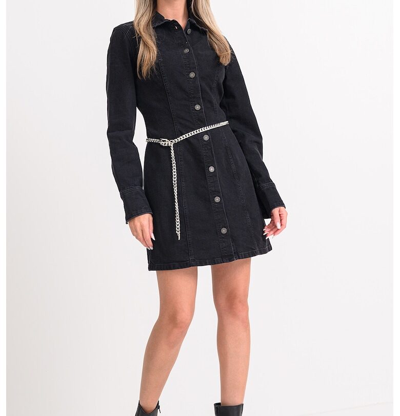 Вталена къса рокля - Избеляло черно GUESS JEANS