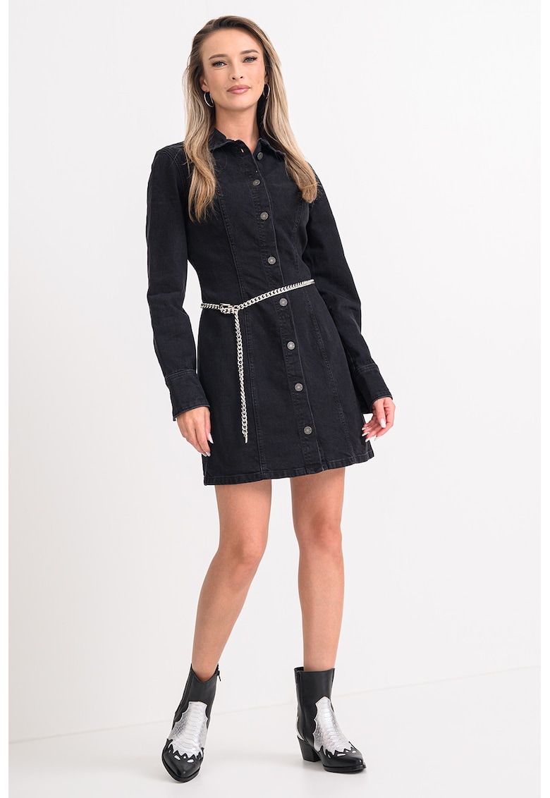 Вталена къса рокля - Избеляло черно GUESS JEANS