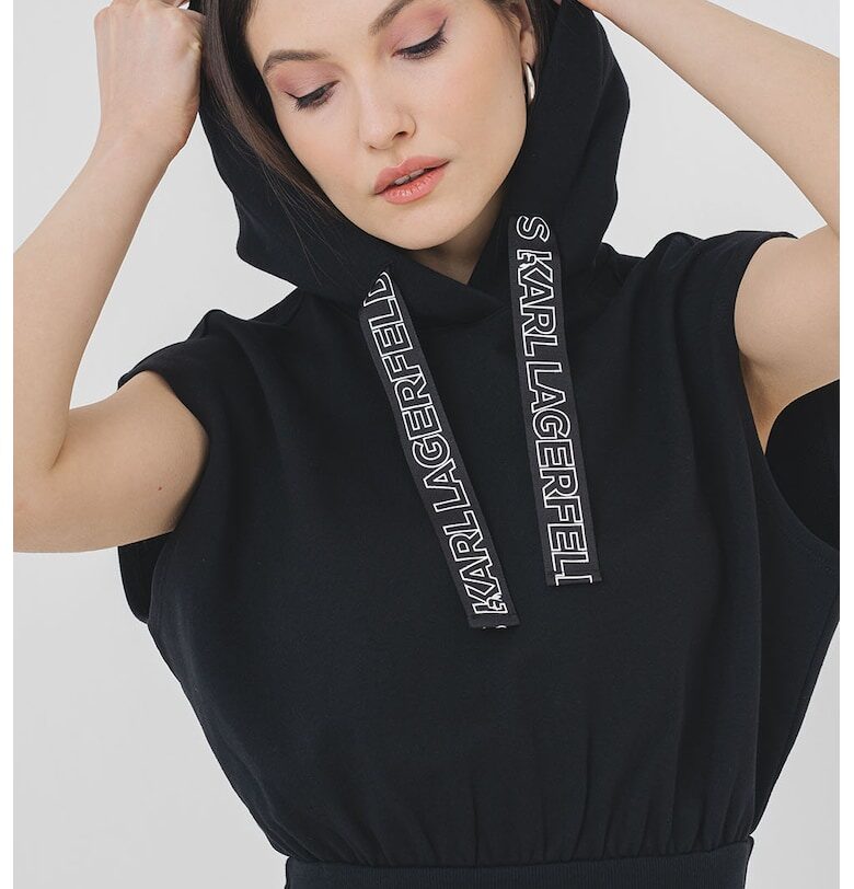 Вталена къса рокля с дизайн 2 в 1 - Черен KARL LAGERFELD JEANS