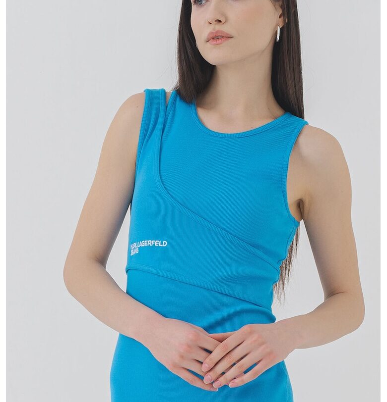 Вталена къса рокля с лого - Кралско Синьо KARL LAGERFELD JEANS