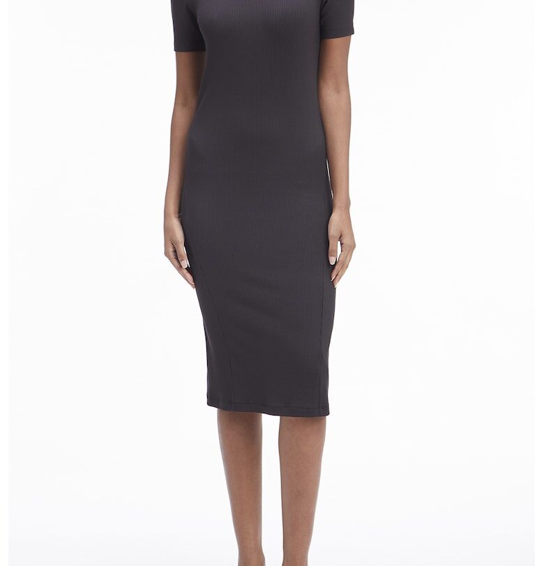 Вталена миди рокля с модал - Черен CALVIN KLEIN